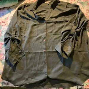 Maurice Womens Dark Gray Button Down Blouse Size 2X With Long Sleevees